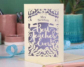 Personalised Laser Cut Thank You Teacher Card | Best Teacher Ever