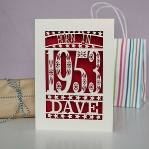 Personalised Papercut Born In 1953 70th Birthday Card A5 size, sku_Born_in image 9