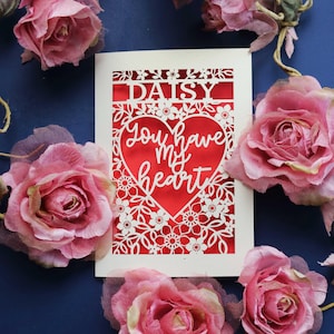 Carte de Saint-Valentin personnalisée découpée au laser, vous avez mon coeur