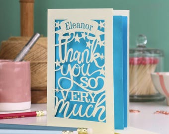 Personalised Thank You So Very Much Card | Laser Cut