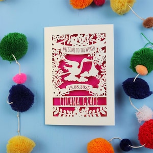 Personalised Papercut Floral New Baby Card, Baby Cards, Birth Announcement Card