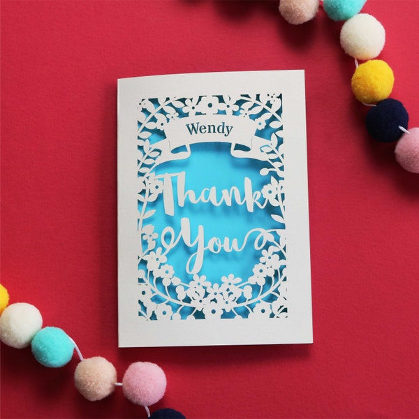 Personalised Papercut Floral Thank You Card, SKU_thankyou