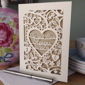 Personalised Papercut Heart Wedding Card, Wedding Cards, Mr and Mrs Papercut Wedding Card Anniversary Card, sku_heart_wedding image 2