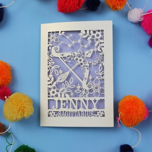 Sagittarius Personalised Papercut Birthday Card