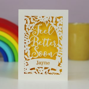 Personalised Papercut Feel Better Soon Card, Get Well Soon Laser Cut Card, sku_feel_better_soon