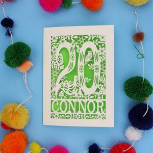 Carte d'anniversaire personnalisée pour 20 ans