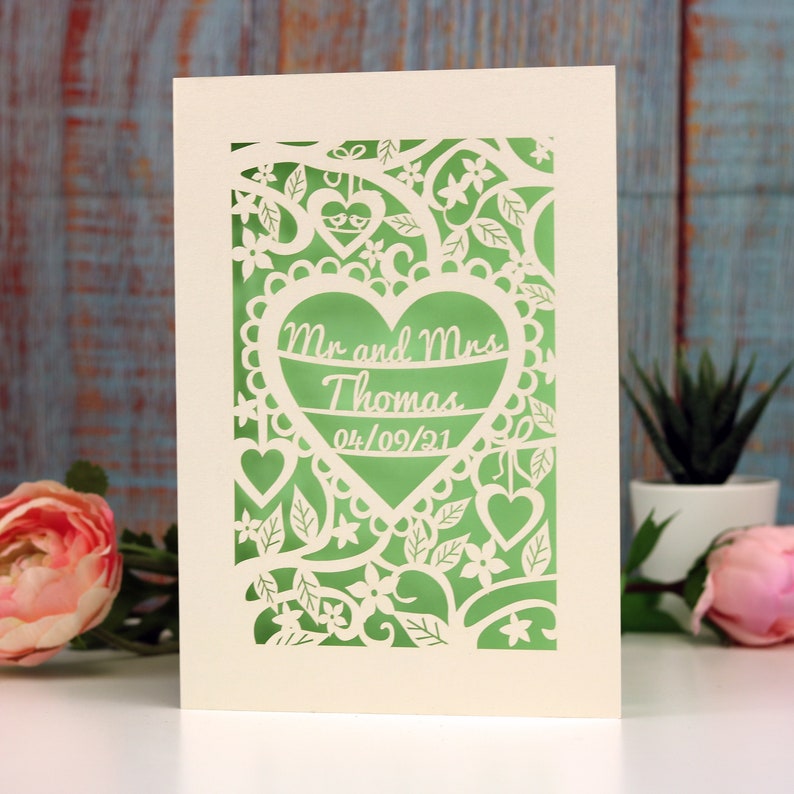 Personalised Papercut Heart Wedding Card, Wedding Cards, Mr and Mrs Papercut Wedding Card Anniversary Card, sku_heart_wedding image 8