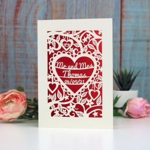 Personalised Papercut Heart Wedding Card, Wedding Cards, Mr and Mrs Papercut Wedding Card Anniversary Card, sku_heart_wedding image 4