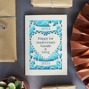 Wedding Anniversary Papercut Card, Any Anniversary Personalised Card, Golden, Silver, Ruby, Coral, Diamond, Pearl, sku_anniversary