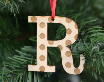 Spotty Letter Hanging Decoration, Christmas Tree Ornament, Initial, Polka dot, Spots, Xmas Stocking Filler Idea