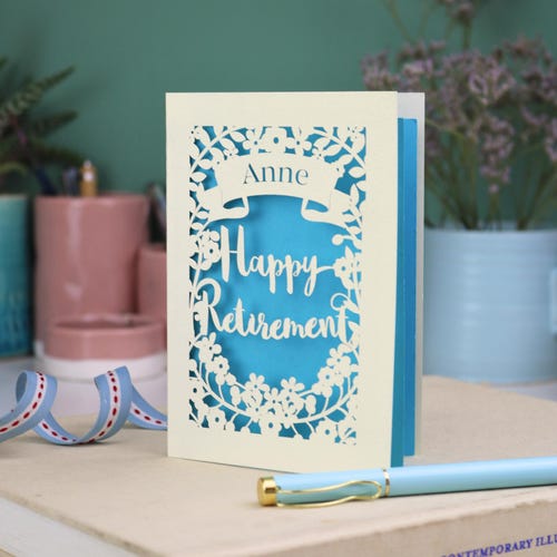 Personalised Papercut Retirement Card | Laser Cut