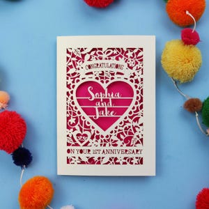 Auf Ihrer 1. Jahrestagskarte - Personalisierte erste Hochzeitsjubiläumskarte - Papierjubiläumskarten