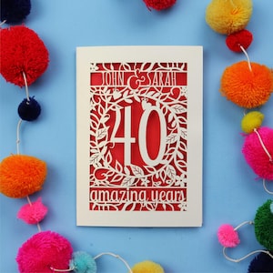 Carte 40e anniversaire, carte d'anniversaire rubis florale personnalisée - 40 années incroyables