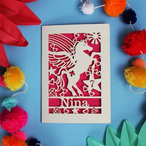 Einhorn Geburtstagskarte - Personalisierte Laser Cut Karte für Sie