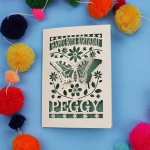 90th Birthday Card – Personalised Papercut Butterfly 3D Card – Laser Cut Design