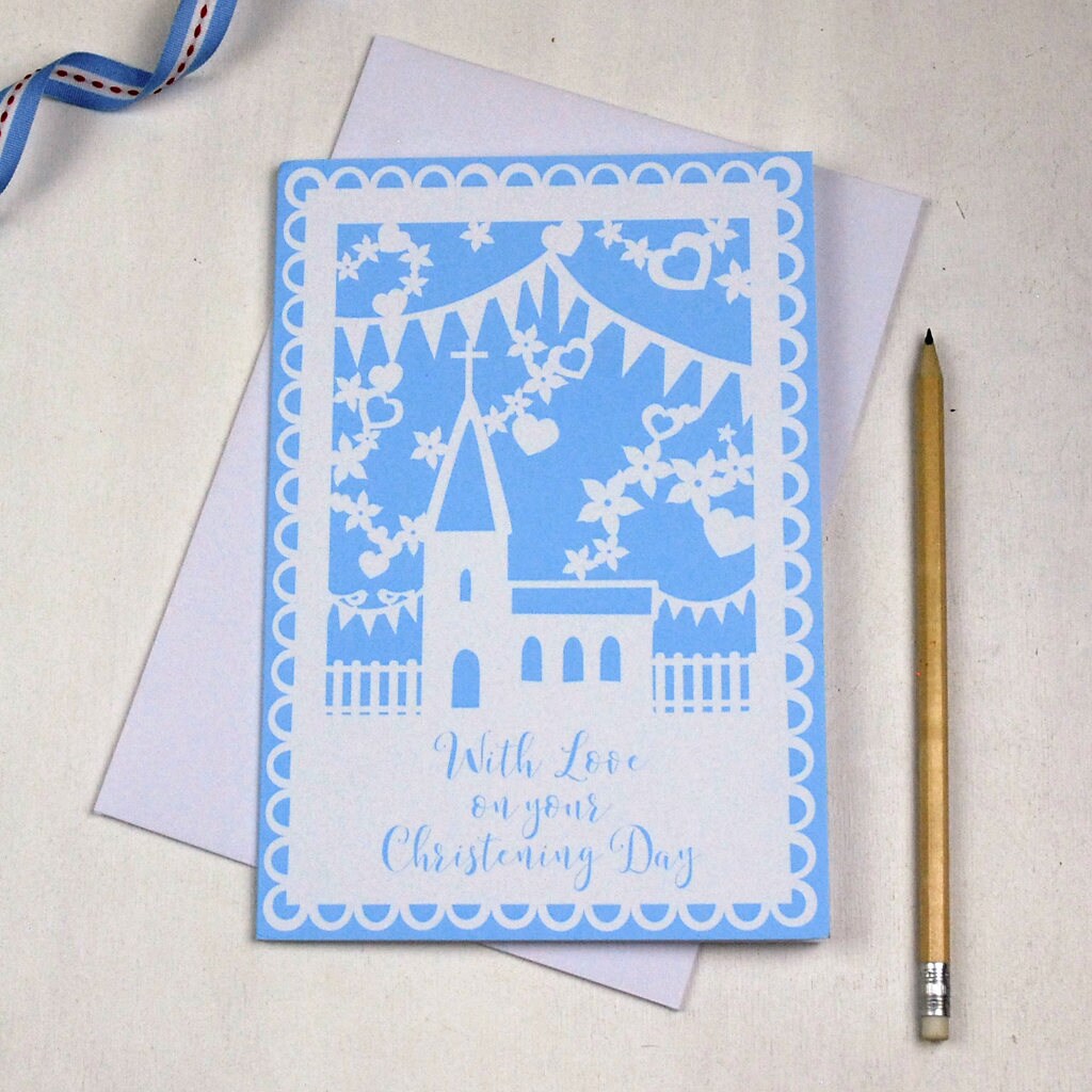 Download Christening Card Printed Church Papercut Style Card With ...