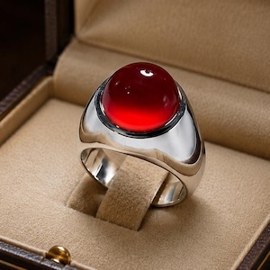 Natural Brown Aqeeq Ring for Men | Yamni Agate Gemstone | Solid 925 Sterling Silver Ring