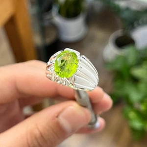 Natural Gemstone Ring silver 925 Peridot Stone Ring