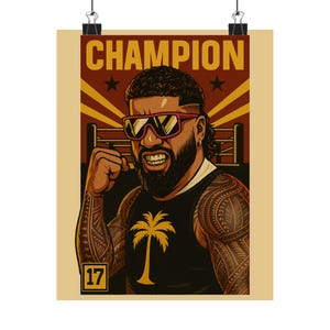 Champion Jey Uso affiche de Zazzle.be Liste d&#39;envies Vous avez des idées ? Art mural catch | Impression physique inspirée de la WWE | Décoration Lignée de Sang | 17Exclusivité pour la lutte