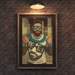 Dessin animé Jey Uso Art mural en téléchargement numérique | YEET Glasses Wrestling Poster | Top oeuvre d&#39;art imprimable Champion de la WWE