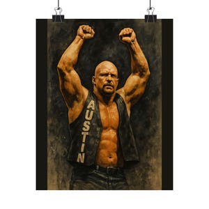 Stone Cold Inspired Posters - Motivational Wall Art, Man Cave Decor, Gift for Wrestling Fans, Rattlesnake Attitude, Wrestling Legend