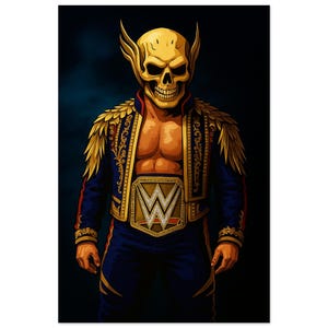 Cody Rhodes WWE Champion Skull Mask Poster | Wrestling Wall Art Print | WWE Fan Decor for Home, Dorm, or Man Cave