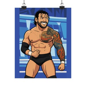 Karrion Kross Cartoon Style WWE Poster, Pro Wrestling Wall Art Print for Fans