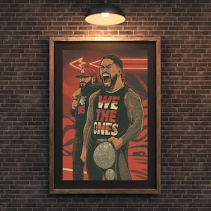 Art mural numérique dessin animé The Usos WWE - Poster « We The Ones » - Impression des champions par équipe de lutte - Téléchargement instantané pour les fans de lutte