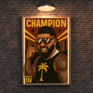 Jey Uso inspiré affiche de Zazzle.be Liste d&#39;envies Vous avez des idées ? Art mural numérique lutte | Imprimable Champion Uso | Décoration de catch à téléchargement immédiat