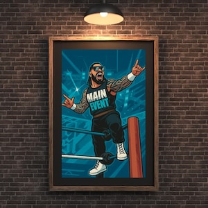 Téléchargement numérique Jey Uso Main Event, art mural d&#39;entrée du ring de la WWE, affiche imprimable des fans de catch, téléchargement immédiat de 17Wrestling