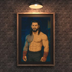 Roman Reigns “Tribal Chief” Digital Wall Art, WWE Inspired Poster Download