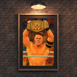Modern John Cena WWE Champion Digital Download – Printable Wrestling Wall Art | 8x10 Poster for Fans | Instant Download JPG