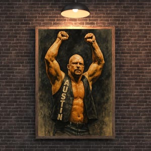 Stone Cold Inspired Wrestling Wall Art | Rattlesnake Attitude Poster | Digital Download | Wrestling Fan Gift