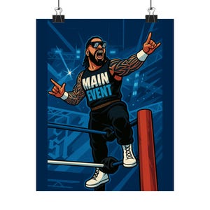 Affiche de l&#39;événement principal de Jey Uso | Impression d&#39;art mural WWE Wrestling | Poster physique de la lignée de sang | Décoration de chambre Ucey | 17Exclusivité pour la lutte