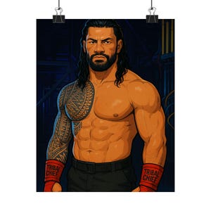 Roman Reigns Tribal Chief Wrestling Poster, WWE Wall Art in Multiple Sizes