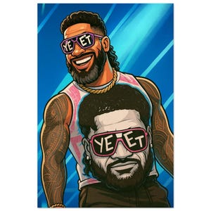 Jey Uso YEET affiche de bande dessinée | Impression d&#39;art mural WWE Wrestling | Cadeau de fan de catch pour homme des cavernes, dortoir et décoration de maison