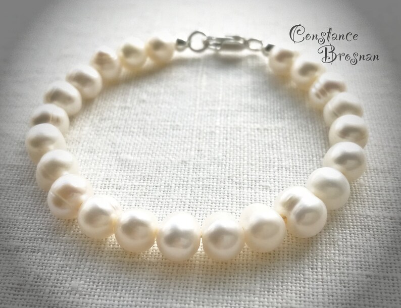 White Pearl 8mm Bracelet Beautiful Creamy White Freshwater Pearls
