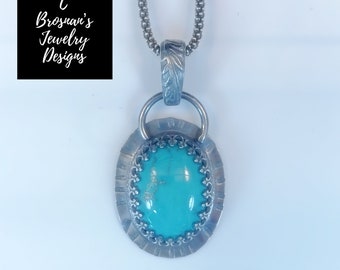 Turquoise Necklace, Silver Turquoise Necklace, Handmade Turquoise Necklace, Turquoise Jewelry, Sterling Silver Turquoise Necklace