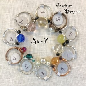 Fun Rings Size 7, Birthstone Rings, Copper Rings, Silver Plated Rings, Crystal Rings, Size 7 rings, Handmade Rings