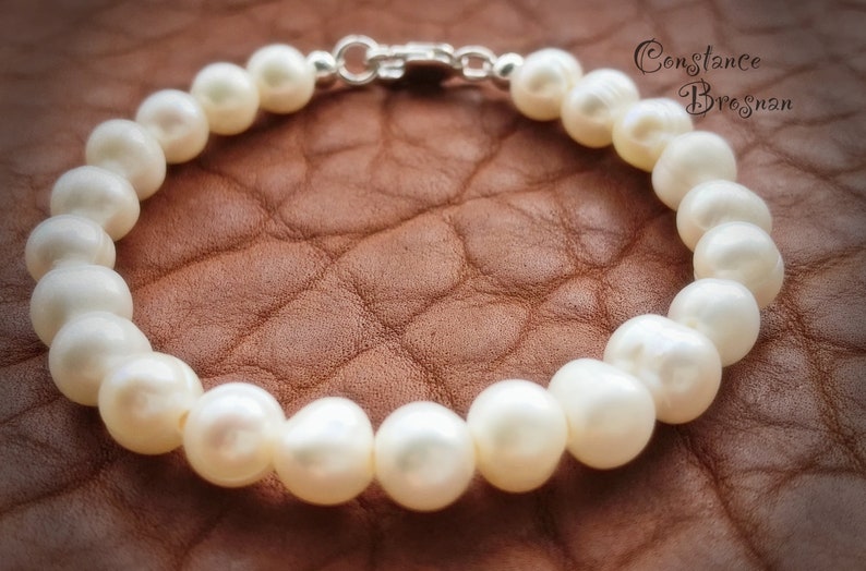 White Pearl 8mm Bracelet Beautiful Creamy White Freshwater Pearls