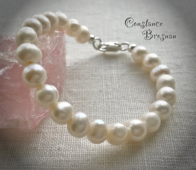 White Pearl 8mm Bracelet Beautiful Creamy White Freshwater Pearls
