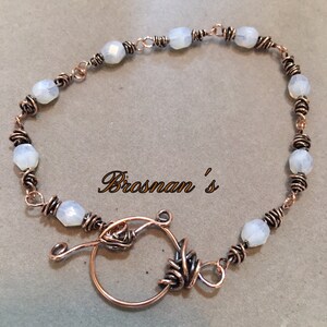 Copper & Czech Beaded Bracelet, Handmade Bracelet, Wire Wrapped Bracelet, Boho Chic Bracelet