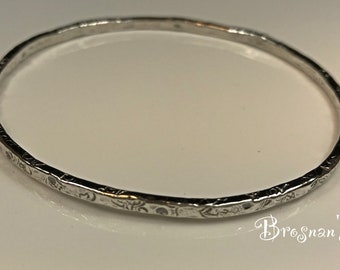 Thick Solid High Polish Sterling Silver Stacking Bracelet Handmade