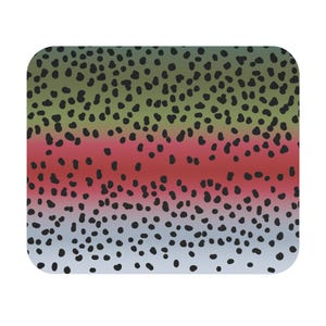 Rainbow Trout Skin Mouse Pad Fly Fishing Accessory Fathers Day Gifts for Fishermen, Rectangle Desk Pad Trout Pattern