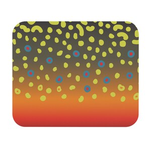 Brook Trout Skin Mouse Pad Fly Fishing Accessory Fathers Day Gifts for Fishermen, Rectangle Desk Pad Trout Pattern