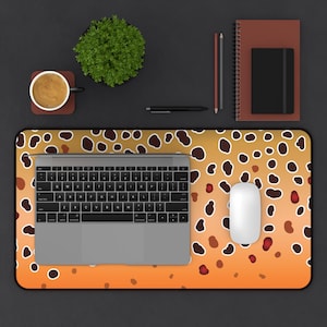 Brown Trout Skin Desk Mat Unique Office Decor for Trout Fishing Enthusiast, Fishermen Desk Accessories, Ergonomic Workstation Mat