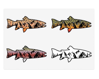 Hojas de pegatinas de trucha: calcomanías para pesca con mosca - Vinilo resistente al agua