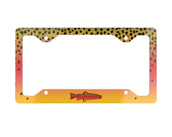Cutthroat Trout Outline Metal License Plate Frame - Auto Car Accessory for Fisherman