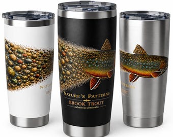 Brook Trout Tumbler 20oz Insulated Stainless Steel Travel Mug Fly Fishing Gift