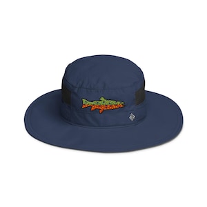 Embroidered Brook Trout Fishing Hat Columbia Booney Fly Fishing Hat for Fishermen with UPF 50 Protection and Wide Brim